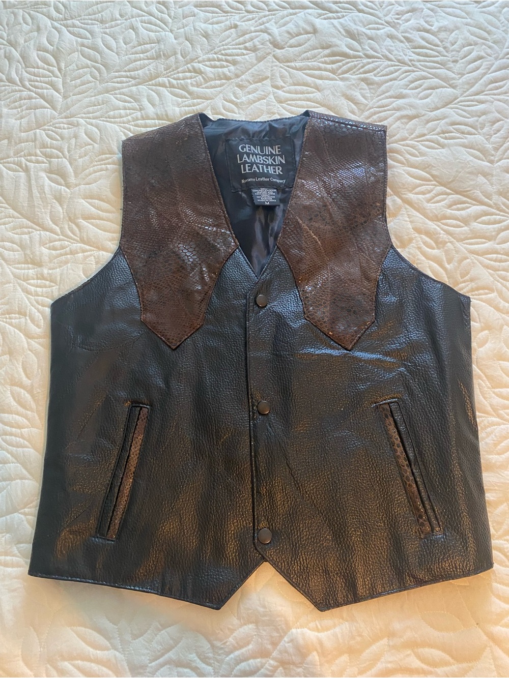 Navarre Leather Company Lambskin Vest M Snap Lined